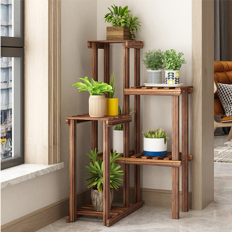 Flower Rack Solid Wood Living Room Balcony Floor-Standing Corner Multi ...