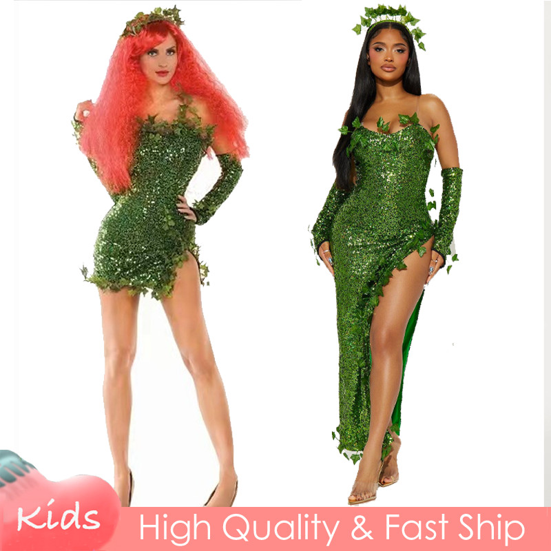 Tinkerbell Sequined Green Dress For Woman Sexy Elf Adult S 3XL Plus Size Halloween Cosplay Costume Performance Clothes Set Shopee Singapore
