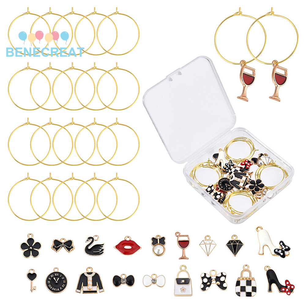 BENECREAT 1box 18 sets 18 styles Wine Glass Rings Wine Glass Markers ...