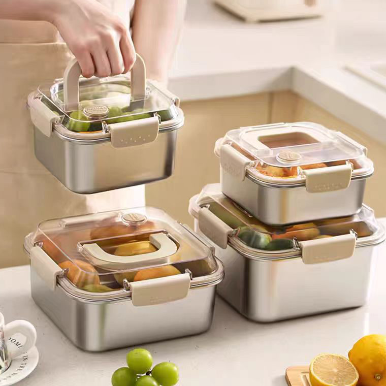 DS Handy Stainless Steel Airtight Container Square Kimchi Container ...