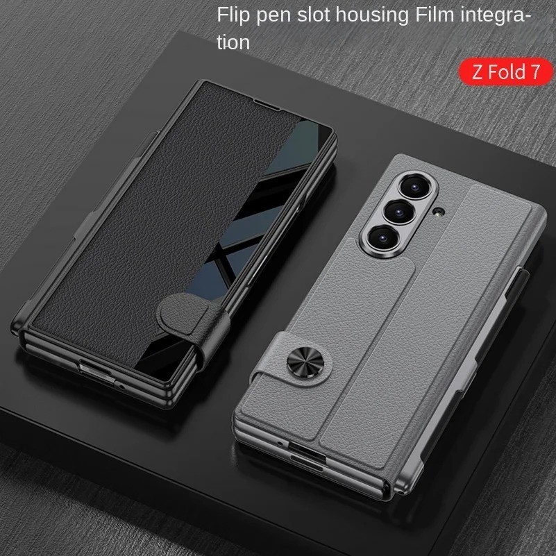 Case Samsung Galaxy Z Fold 7 Fold7 GKK Flip Cover Leather Sheath With Glass - Gambar 4