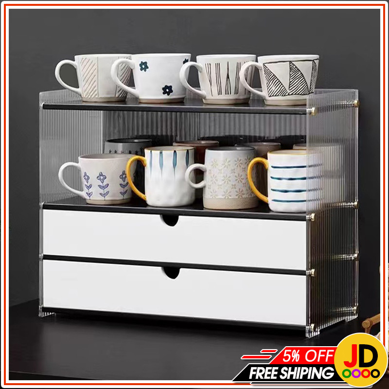 White Cup Holder Kitchen Storage Rack Table Top Drawer Box Desktop ...