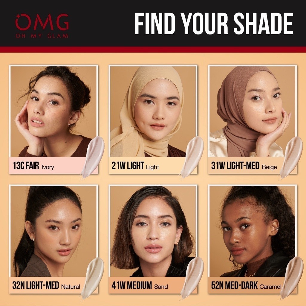OMG Oh My Glam Coverlast Liquid Foundation - Alas Bedak / Merah Jingga Official - Gambar 4