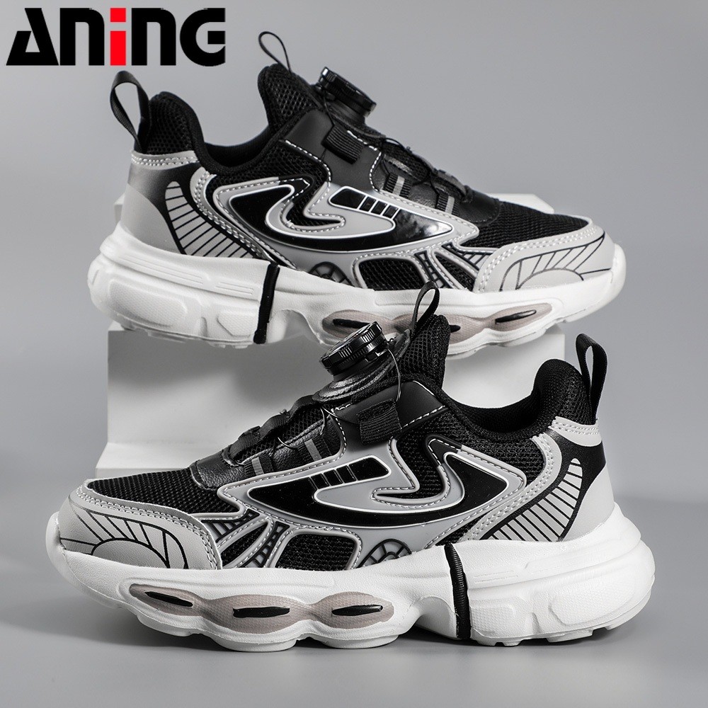 ANINGAINGBOY-sepatu anak laki laki Sepatu Sekolah Sneakers Casual Hitam Karet Shoes Pria sports Kasual Running - Gambar 2