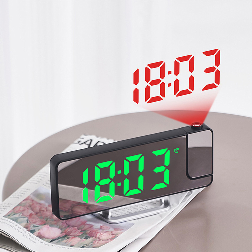 Projection Alarm Clock Mains and Battery Operated LED Mirror Digital ...