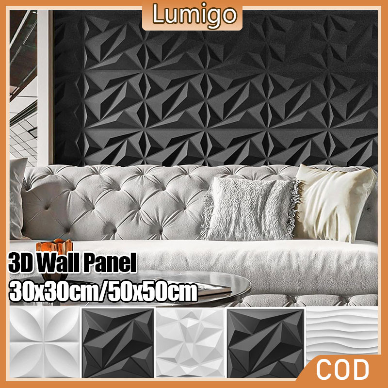 30CM/50CM Textures 3D Wall Panel Matt White Diamond Classical Design ...