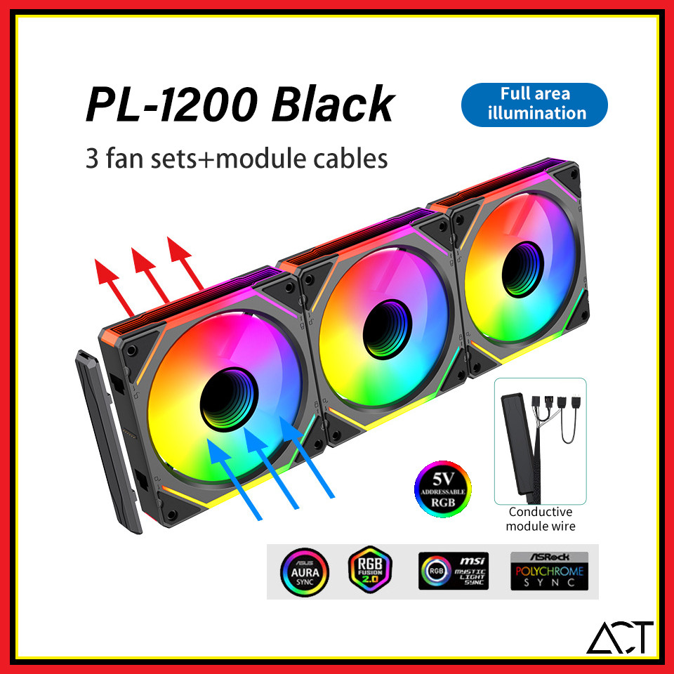 LOVINGCOOL PL-1200 ARGB 3Pin PWM 12cm Fan Full ARGB / Splicing ...