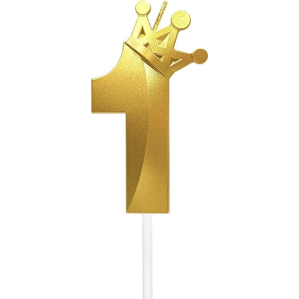 Number 1 Birthday Candle 3D Crown Designed Cake Topper Decorations for ...