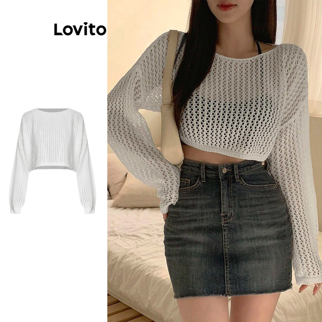 Lovito Casual Plain Basic Sweater for Women L101AD020 | Shopee Singapore