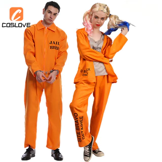 Costume Déguisement Prisonnier Adulte - Combinaison Orange - Taille Unique - Pour Fête, Soirée Déguisée
