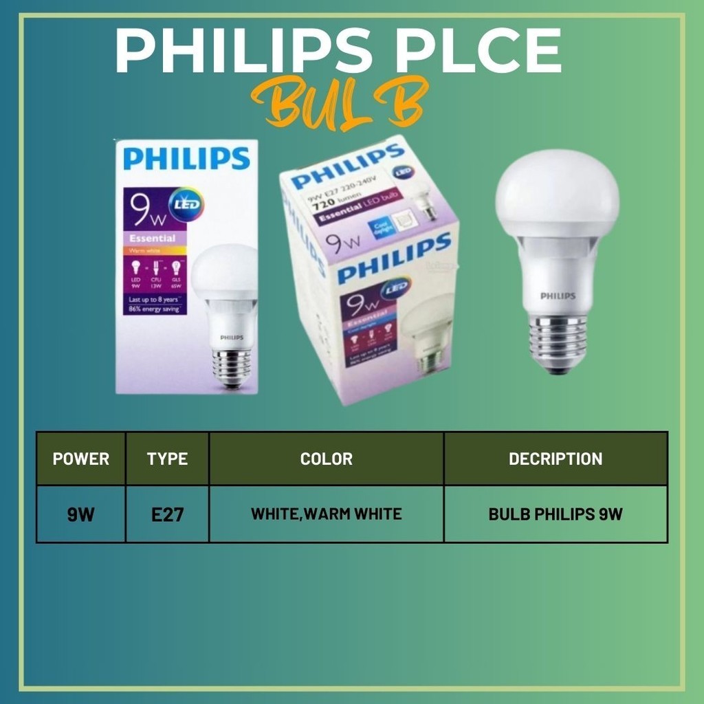 Philips Essential LED Bulb E27 9W DAYLIGHT WARM WHITE Shopee Singapore