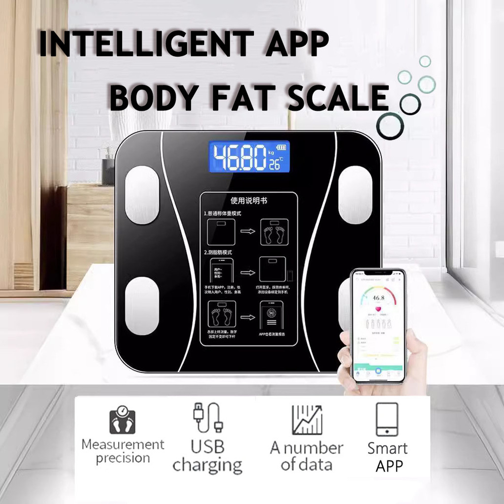 Digital Smart Weighing Scale Body Fat Weigh Weight Scale Bluetooth BMI