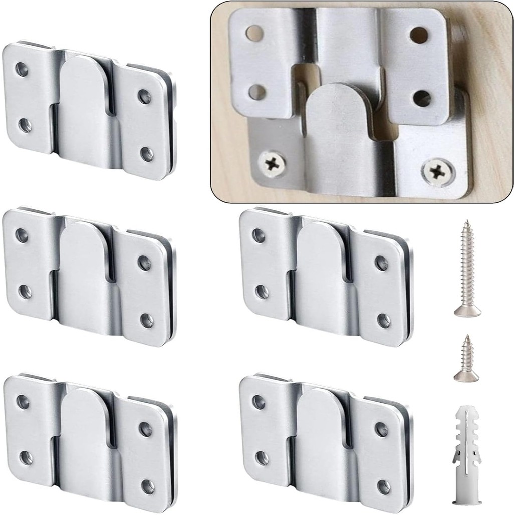Flush Mount Bracket Hook Kit Stainless Steel Interlocking Picture Frame ...
