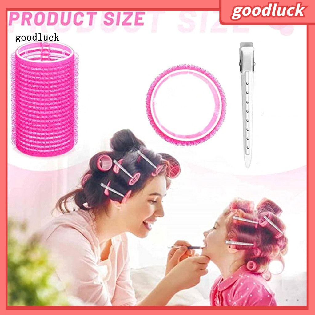 goodluck Self grip Curling Iron Set Roller Set Self Grip Hair Roller Kit with Duckbill Clips Heatless Curler for Long Medium Short Hair Diy