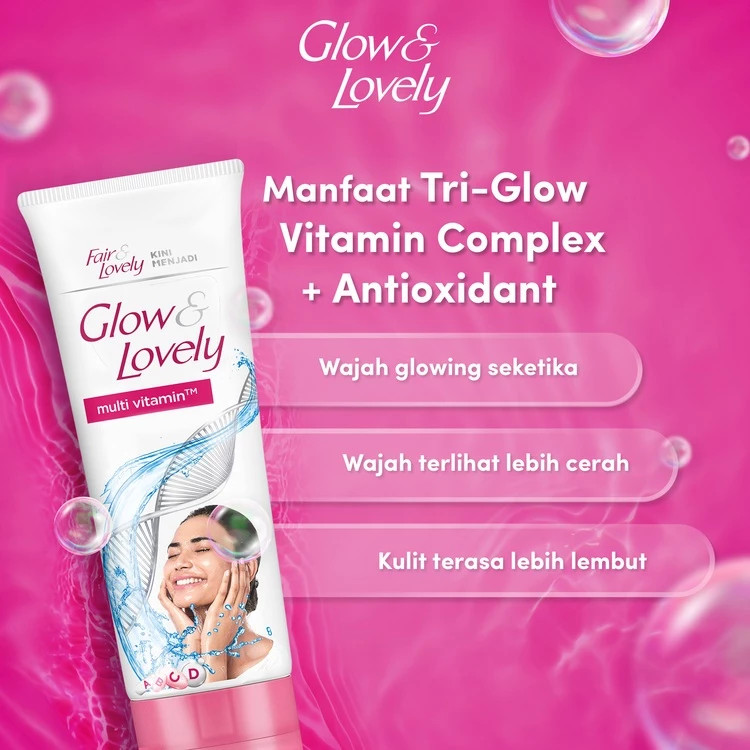 Glow & Lovely Facial Wash Multivitamin - Dermaglow Multivitamin Facial Foam / Merah Jingga Official - Gambar 3