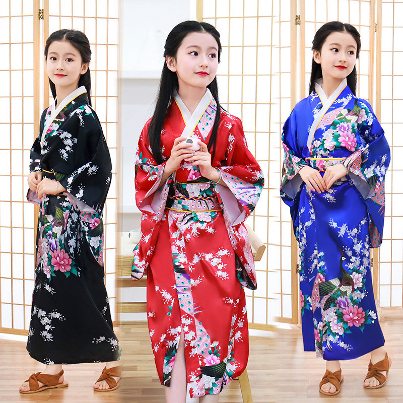 Japanese Costume for Kids Girl Kimono Robe Traditional Dress with ...