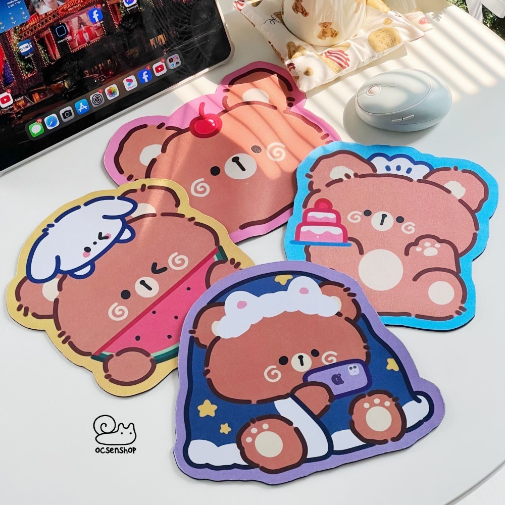 Brown Bear Mouse Pad with Swirl Cheeks | Shopee Singapore