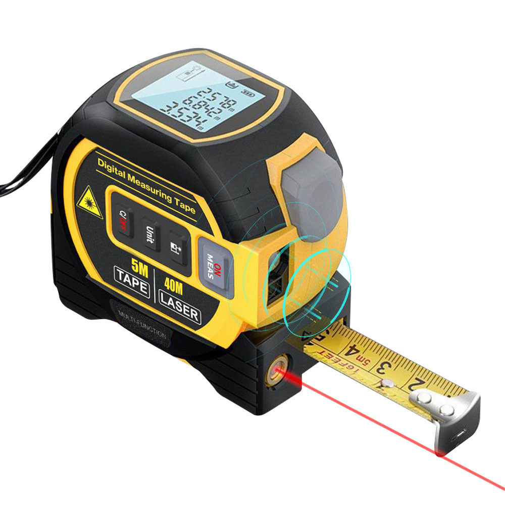 60M 3in1 Laser Rangefinder Tape Measure with Backlight Distance Meter ...