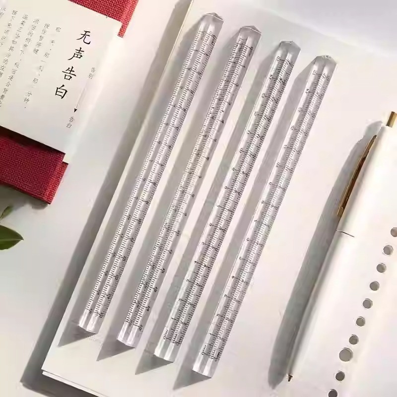 Transparent Triangle Ruler Student Measuring Scale Exam Stationery ...