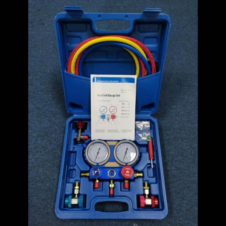 MANIFOLD GAUGE AIRCOND METER FOR R12/R22/R134A/R410A, R404A (ANTI DROP ...