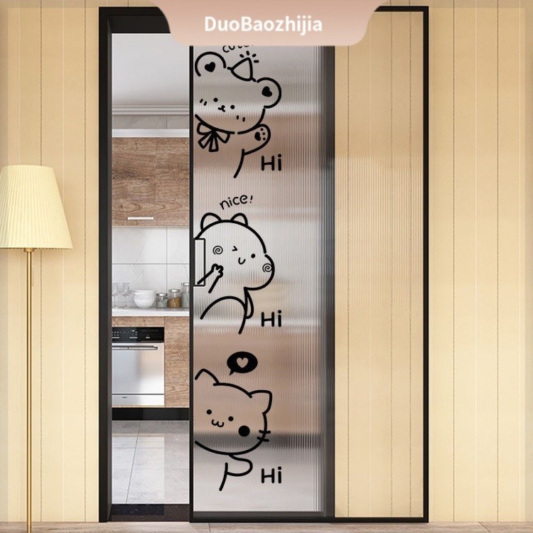 Cartoon Cute Ins Glass Stickers | Household Anti-Collision & Kitchen ...