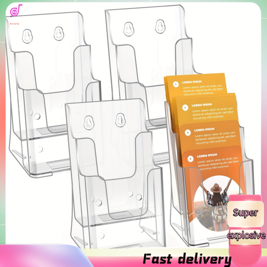 Clear Acrylic Display Rack 2 Tier Information Shelf Brochure Leaflet ...