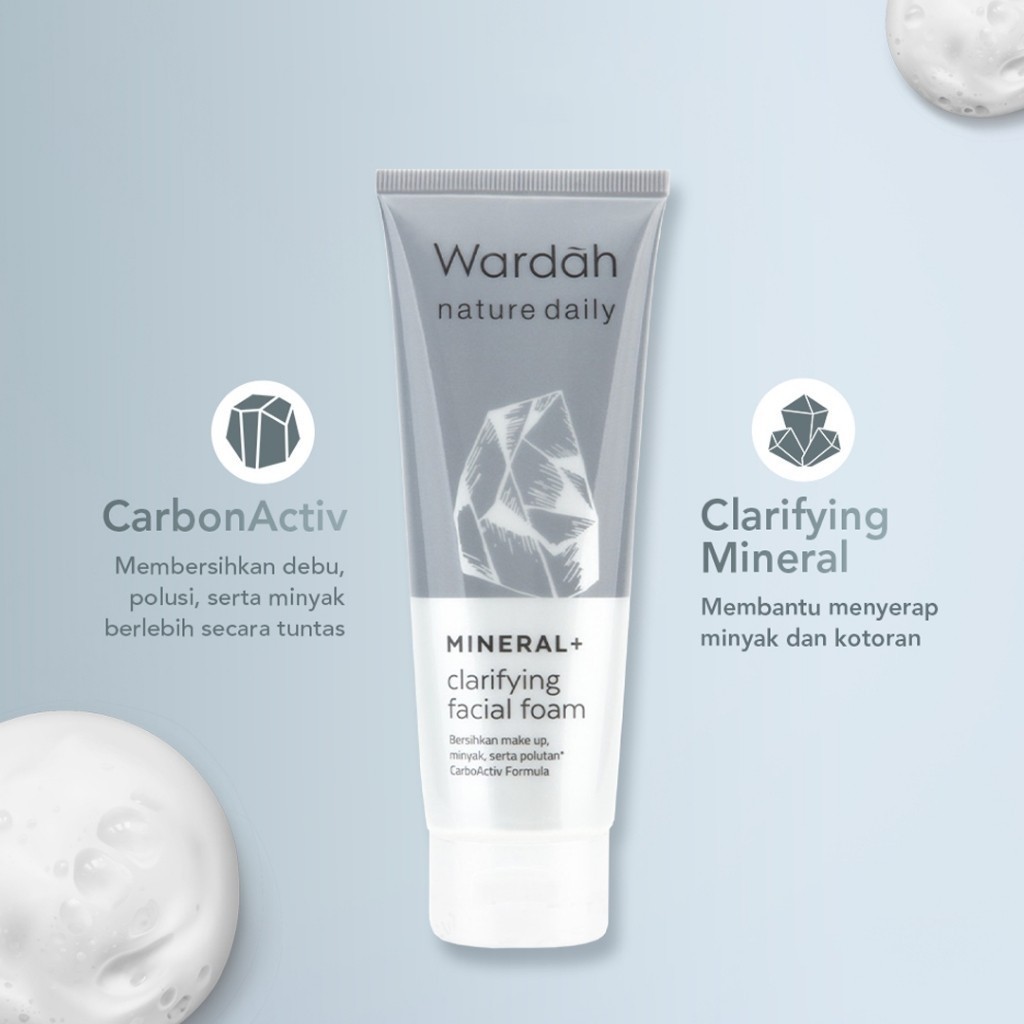 Wardah Nature Daily Mineral Clarifying Facial Foam 60ml - 100ml / Merah Jingga Official - Gambar 2