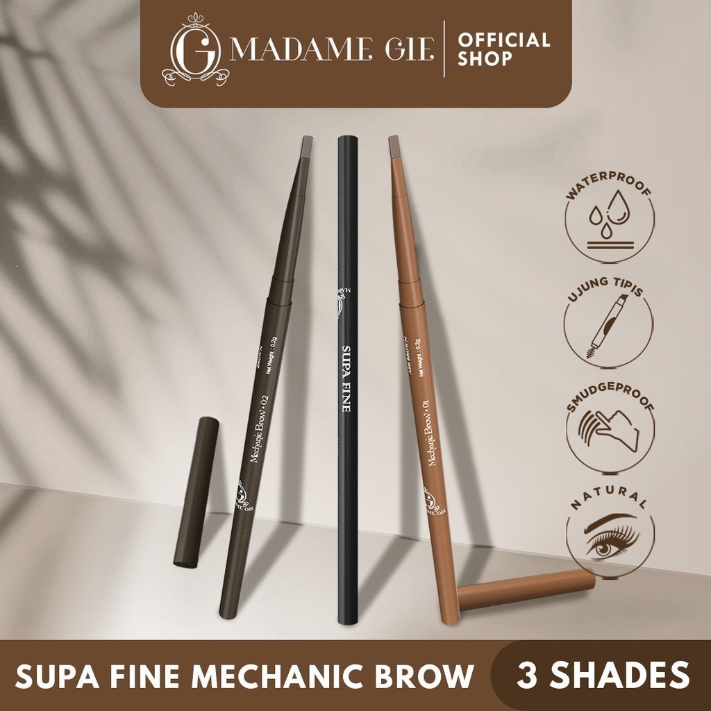 Madame Gie Supa Fine Mechanic Brow - Make Up Pensil Alis! / Merah Jingga Official - Gambar 2
