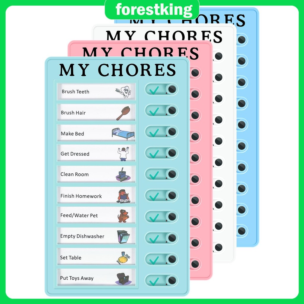4Pcs Checklist Task Board Sliding Routine Chores Chart with 10 Blank ...