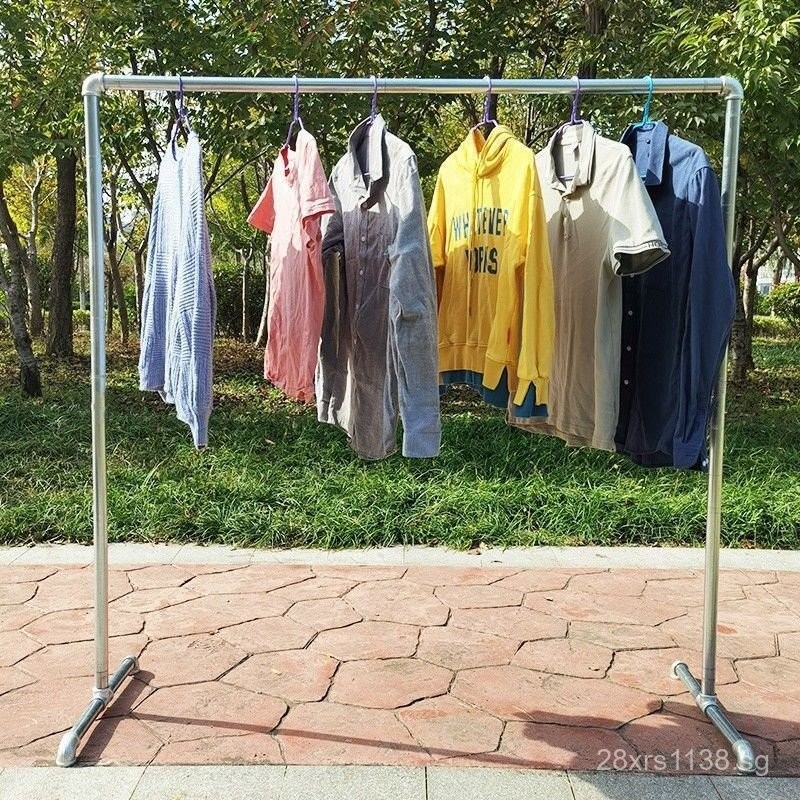 Clothes Rack Floor-standing Garment Rack Galvanized Single Rod Rack ...