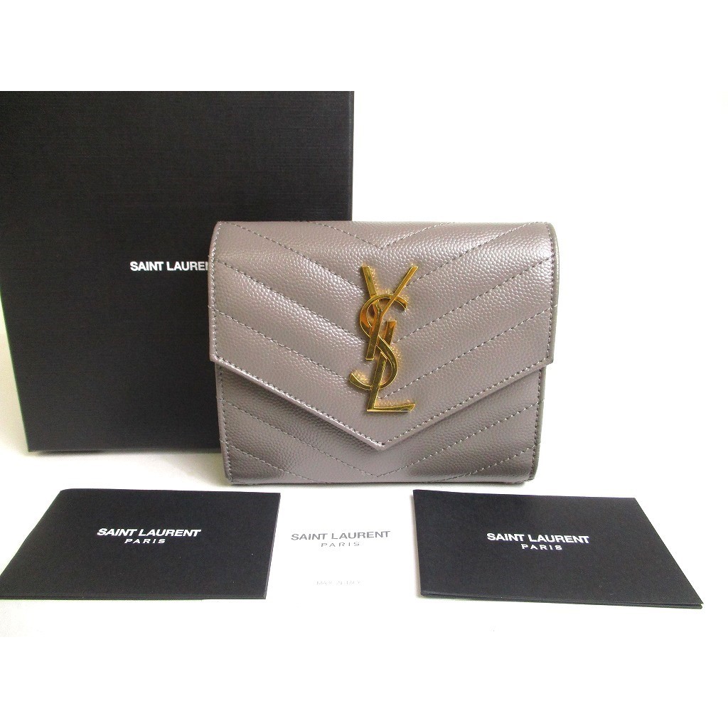 Ysl compact trifold wallet sales
