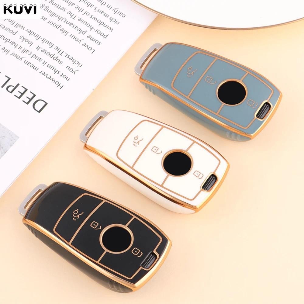 Golden TPU Car Key Case Cover For Mercedes Benz E S G Class GLC CLE CLA ...