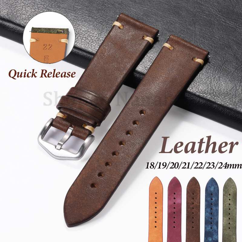 Vintage Genuine Leather Watch Strap 18mm 19mm 20mm 21mm 22mm 23mm 24mm ...