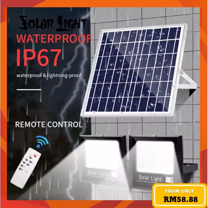 【READY STOCK】Solar Light outdoor lighting 75-500W Solar Spotlight lampu ...