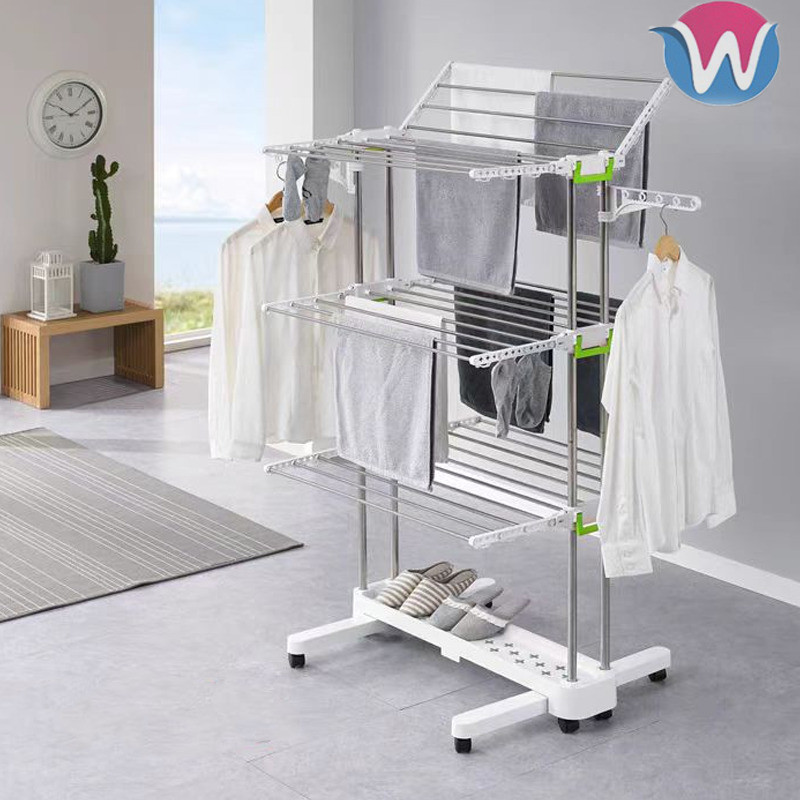 Drying Rack Foldable Clothes Rack With Wheels Adjustable Shrinking ...