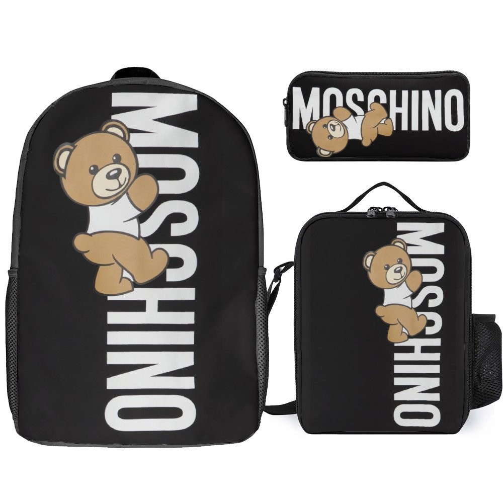 Moschino 3 Pcs personalize School Bag Set For Primary School Backpack With Lunch Bag And Pencil Case