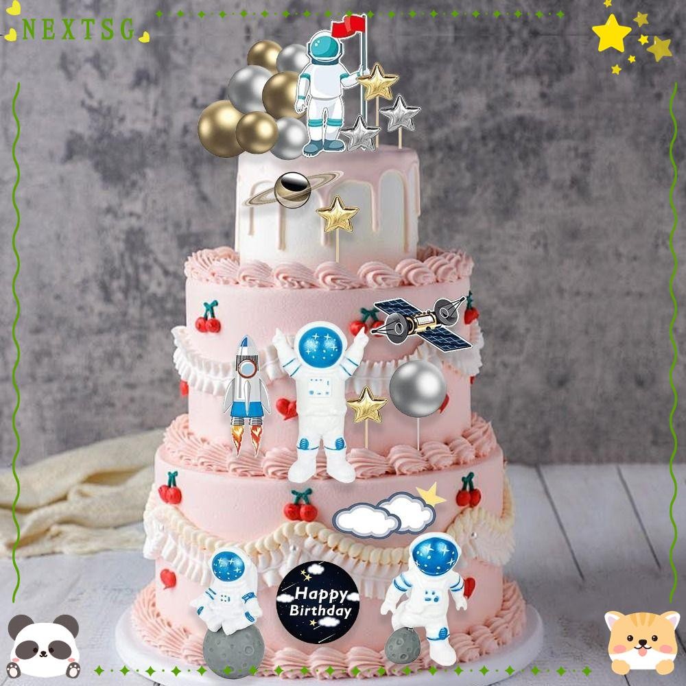 NEXTSG Space Cake Topper, Paper Cupcake Toppers, Party Decorations ...