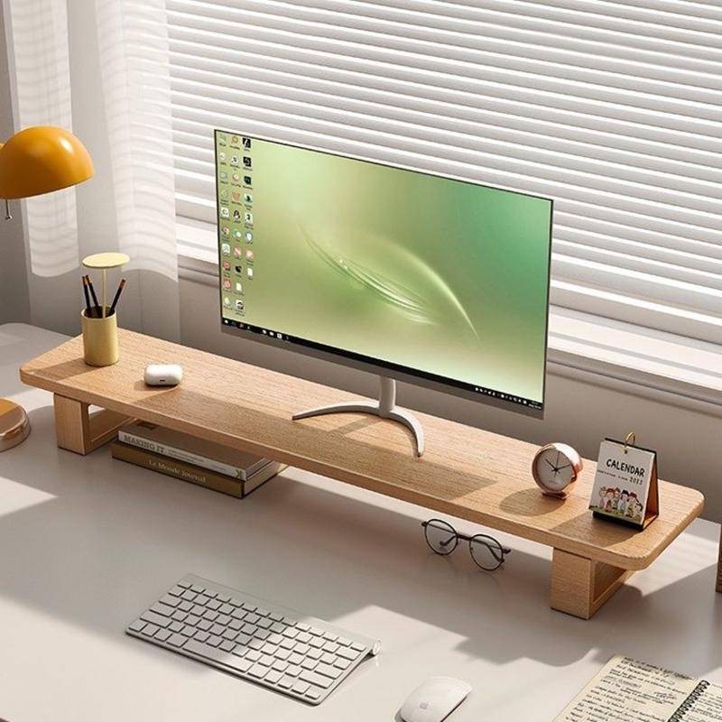 Solid wood computer raise stand Multi-functional computer desktop stand ...