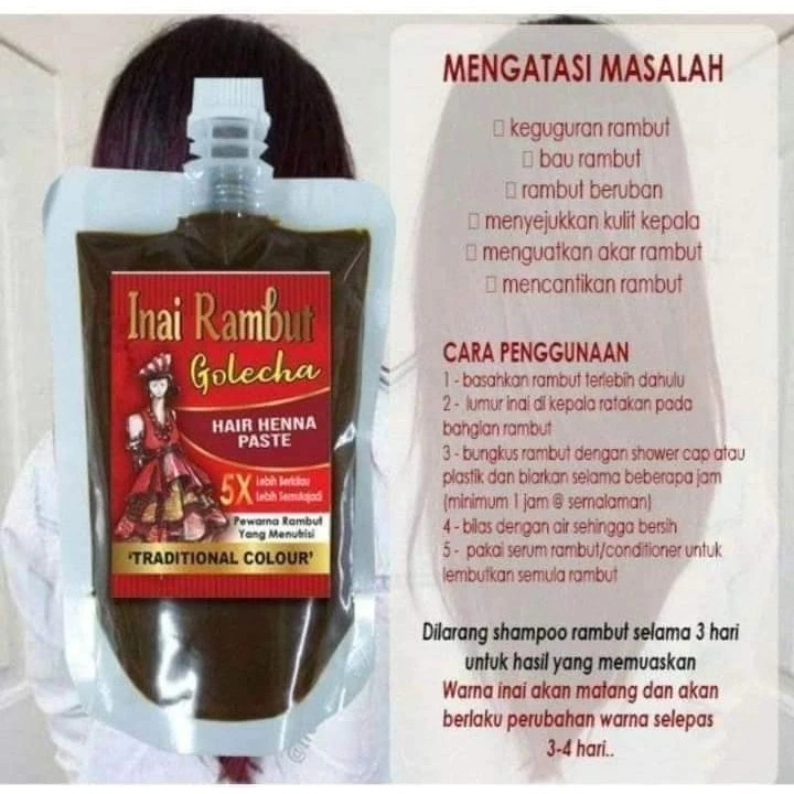 INAI RAMBUT GOLECHA HALAL HAIR HENNA PASTE | Shopee Singapore