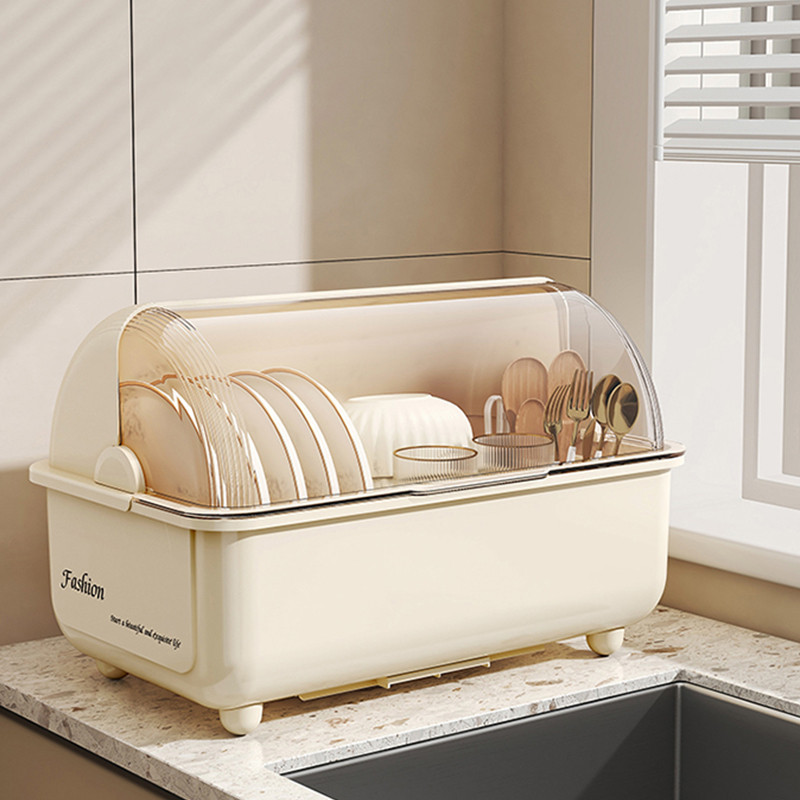 JUJIAJIA Kitchen Dish Rack with Cover/Dish Drainer with Chopstick ...