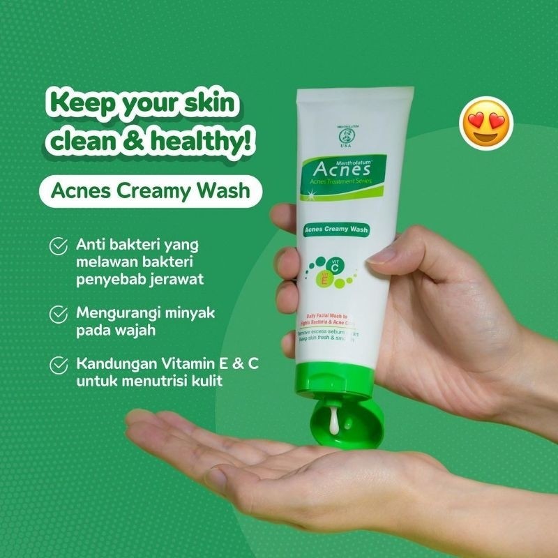 Acnes Treatment Series Creamy Wash 50g/100g / Merah Jingga Official - Gambar 4