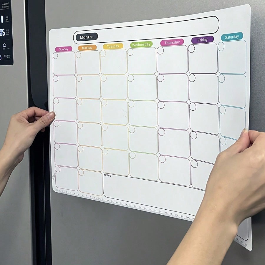 Erasable Monthly And Weekly Schedule Calendar Sticker Flexible Magnetic ...