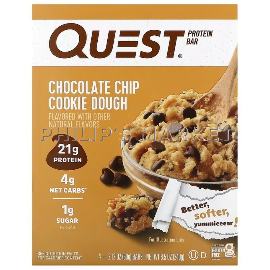 Quest Protein Bar Chocolate Chip Cookie Dough (4 x 60g) | Shopee Singapore
