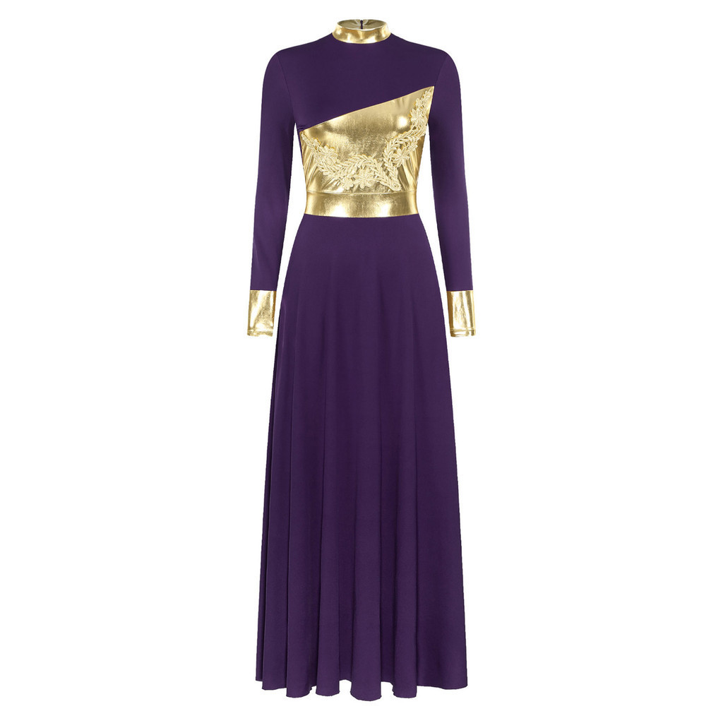 green emerald velvet dress Body Wrappers Praise Dance Asymmetrical Bell Sleeve Dress main image 0