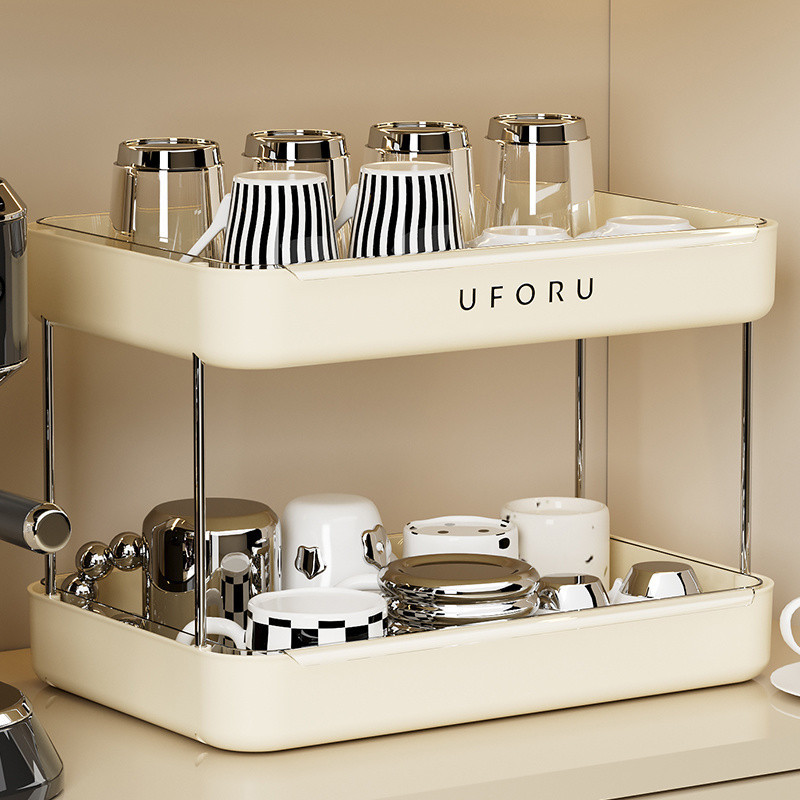 2 Tier Cup Drainer Rack|Cups Drying Rack With Drain Tray | Removable ...