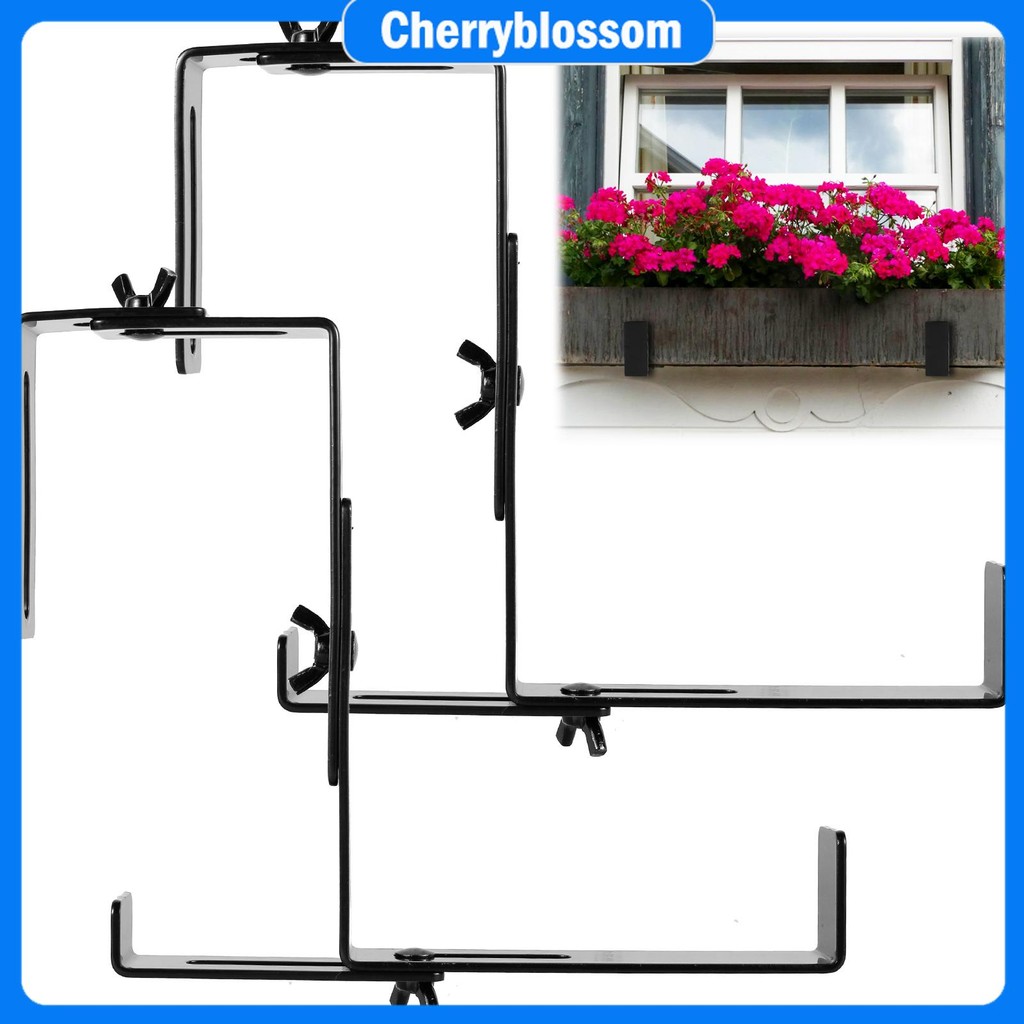 2Pcs Planter Box Bracket Adjustable Flower Box Holder Carbon Steel ...