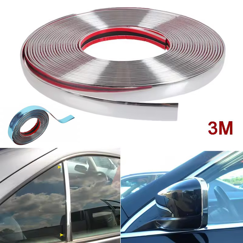 Universal Car Silvery Chrome Trim Molding Strip Stickers Door Window ...