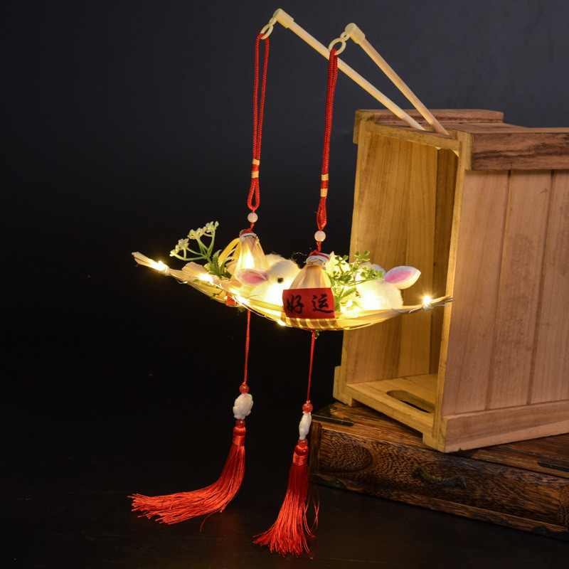 Mini Bamboo Handheld Lantern Kit Chinese Character Lantern Boat Kids ...