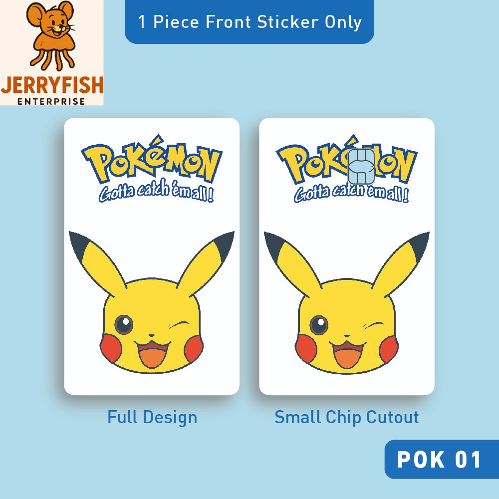Pokemon Pikachu - Sticker For ATM Bank Credit Debit Access ID Room Key ...