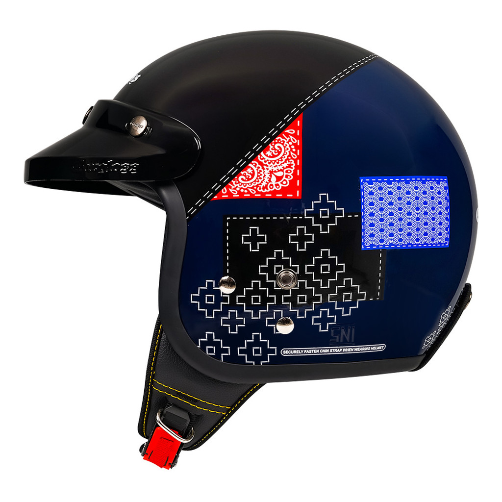 Cargloss CFM Retro Helm Half Face - Sashiko Navy - Gambar 3